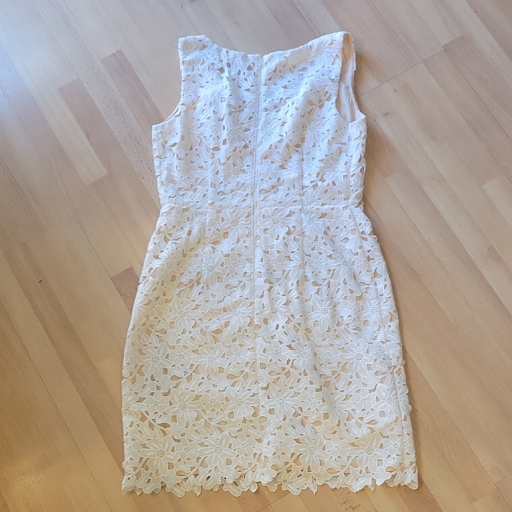 LOFT Cream Floral Lace Mini Dress - Picture 3 of 4